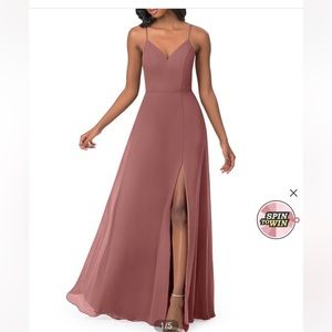 Azazie Lena in Desert Rose Bridesmaid Dress